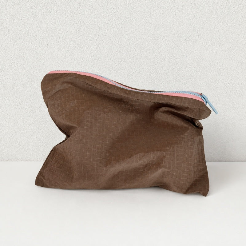 CouldNook Grid Color‑Block Zipper Pouch‑Macaron Portable Toiletry Storage Bag