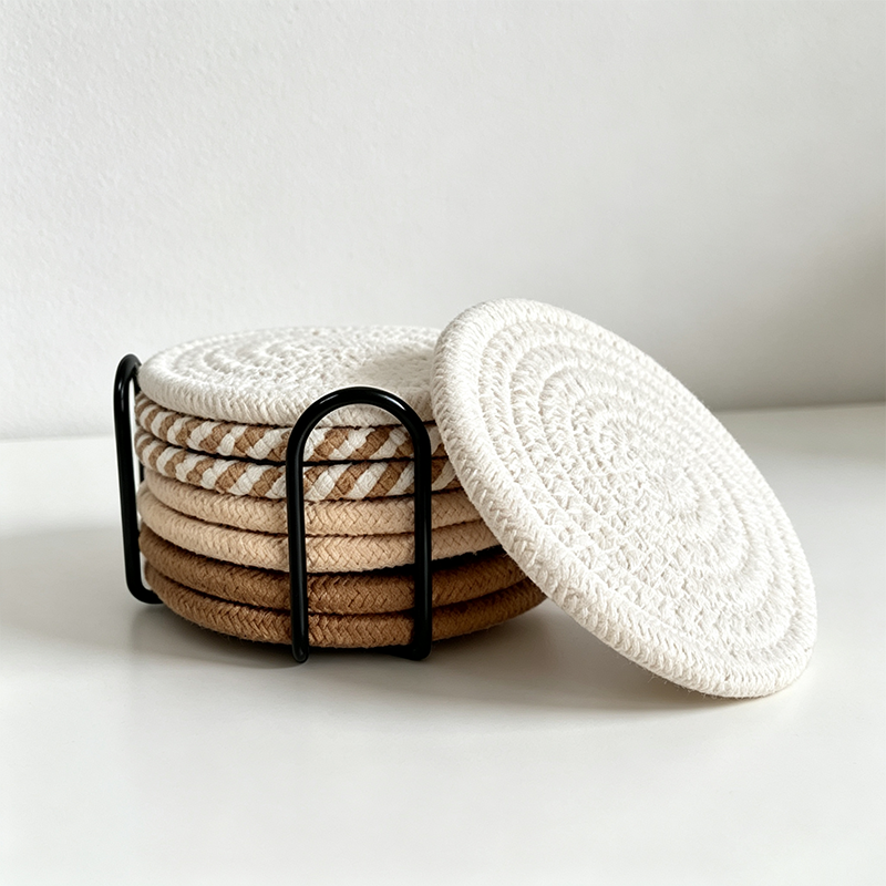 CouldNook 4PCS/8PCS Woven Drink Coaster Set - Warm Table Accent