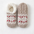CouldNook Snowflake Slipper Socks - Patterned Knit And Fleece-Look Lining