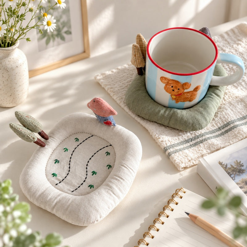 CouldNook Landscape Fabric Coaster - Winding Path and Woodland Details