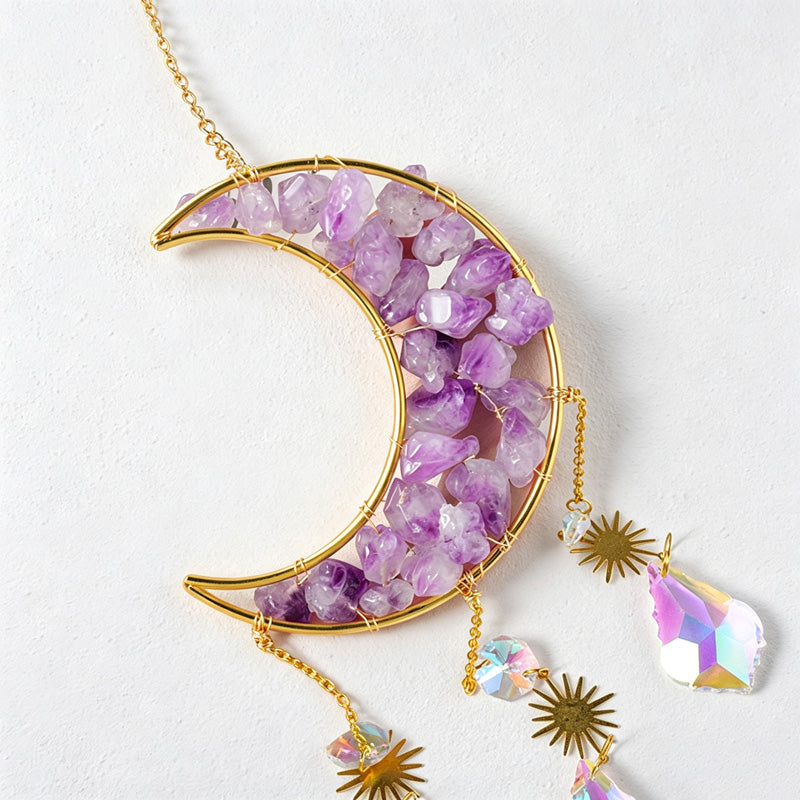 CouldNook Amethyst Moon Suncatcher - Crystal Drop Wall Accent