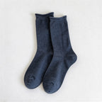 CouldNook Rolled Cuff Slouch Socks - Plain Knit And Neutral Color Range