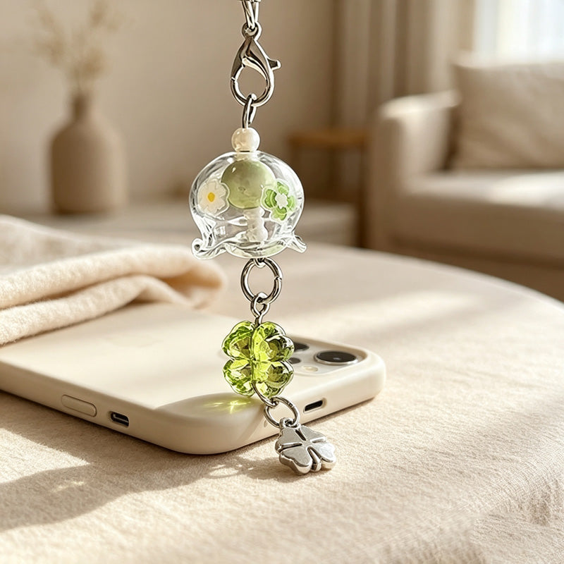 CloudNook Phone Charm Strap-Clover Wind Chime Pendant Design