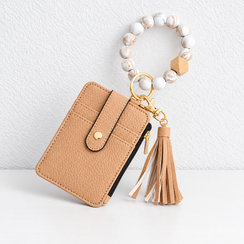 CouldNook Wristlet Card Wallet - Beaded Loop and Coordinating Tassel Detail