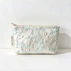 CouldNook Floral Vine Makeup Pouch - Textured Blossoms And Top Zipper