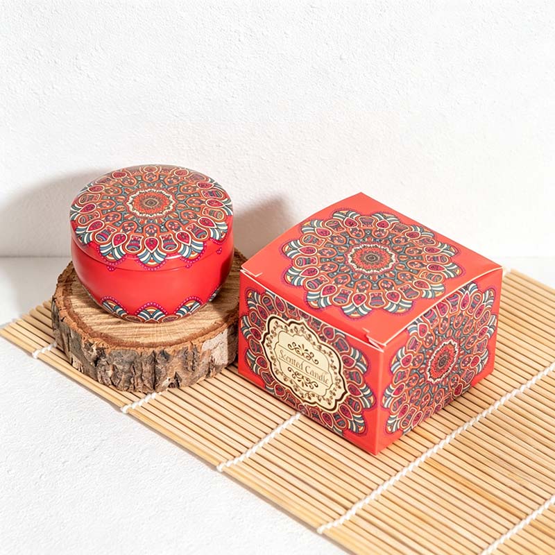 CouldNook Patterned Tin Scented Candle - Decorative Lid And Floral Wax Accents