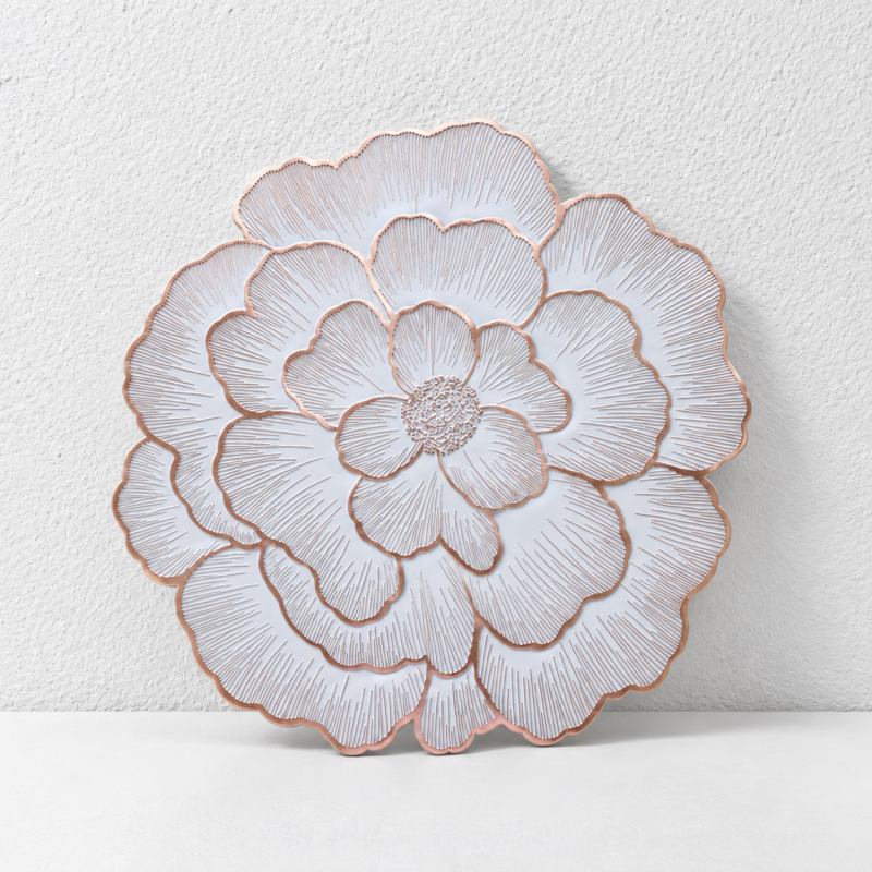 CouldNook Round PVC Floral Placemat - Metallic Rose Openwork Design