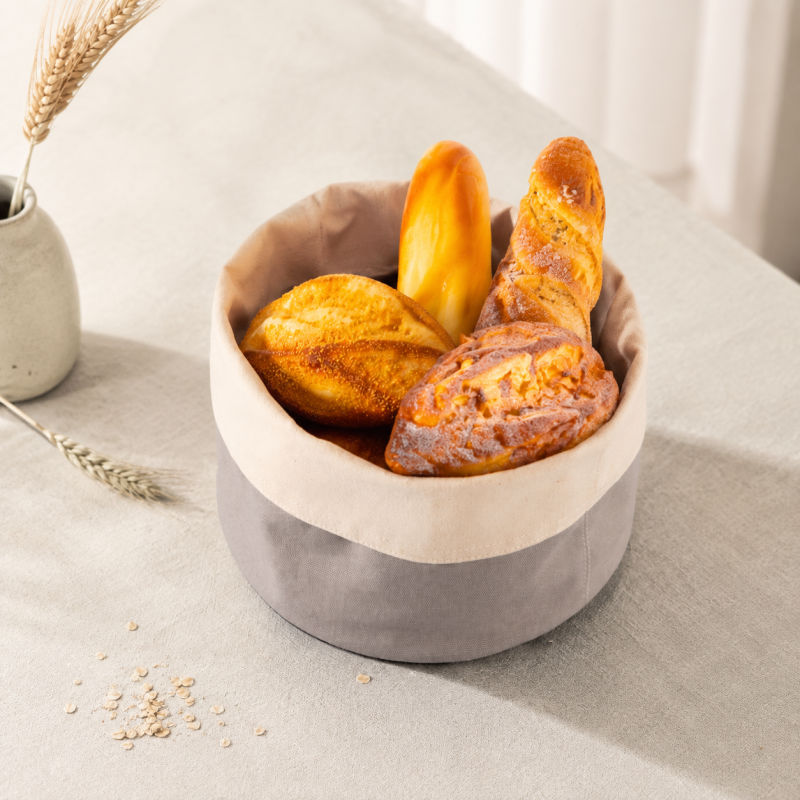 CouldNook Cotton Canvas Bread Basket - Round Two Tone Storage