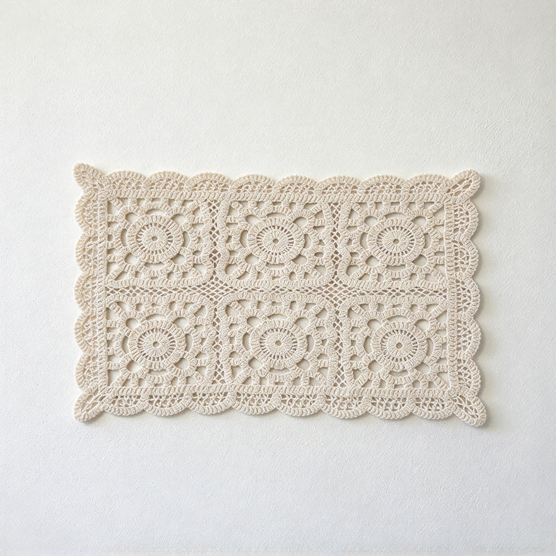 CouldNook Lace Table Mat - Cotton Openwork and Scalloped Floral Patterns