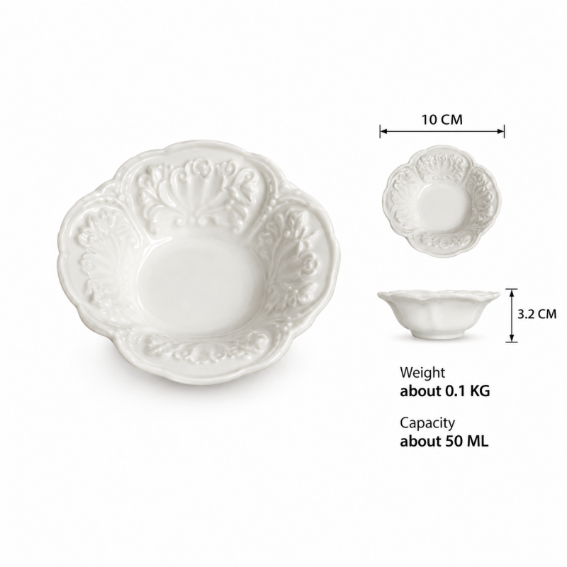 CouldNook Floral Dipping Dish - Embossed Scalloped Rim