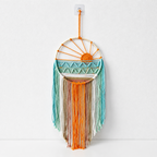 CouldNook Woven Sun Wall Hanging - Mint and Orange Fringe