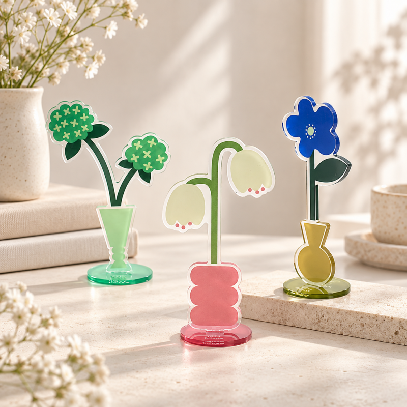 CouldNook Flower Memo Clip - Printed Acrylic Stem And Round Base