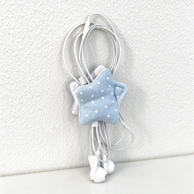 Polka Dot Star Cable Organizer - Padded Fabric Design