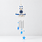 CouldNook Nautical Sailboat Wind Chime - Hanging Tubes And Blue Charms