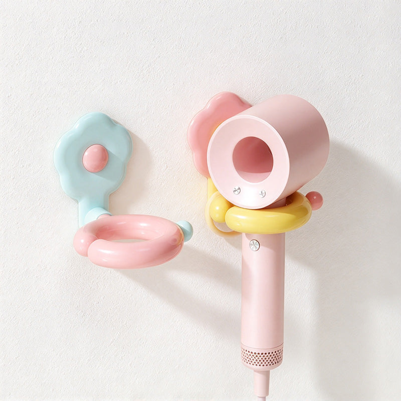 CouldNook Flower Hair Dryer Holder - Pivoting Ring and Rounded Backplate