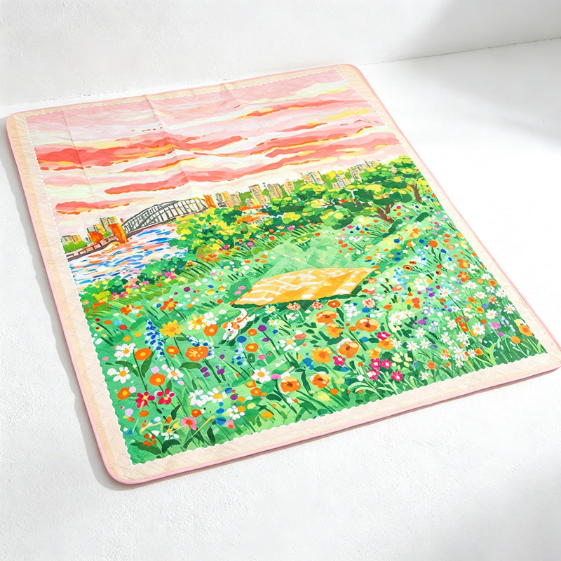 CouldNook Bunny Meadow Picnic Mat - Scalloped Carry Handle