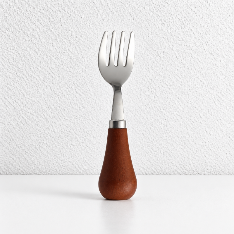 CouldNook Stainless Steel Children Utensil - Standing Wood Handle Design