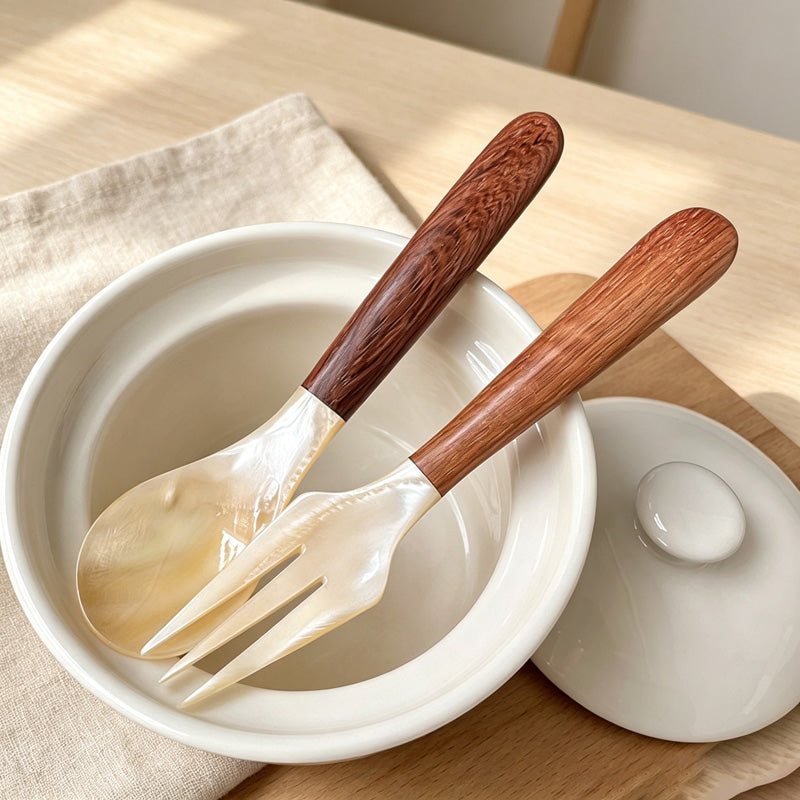 CouldNook Shell Seasoning Spoon - Natural Wood Handle Table Setting
