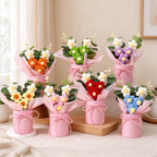 Crochet Flower Arrangement in Pink Display Base