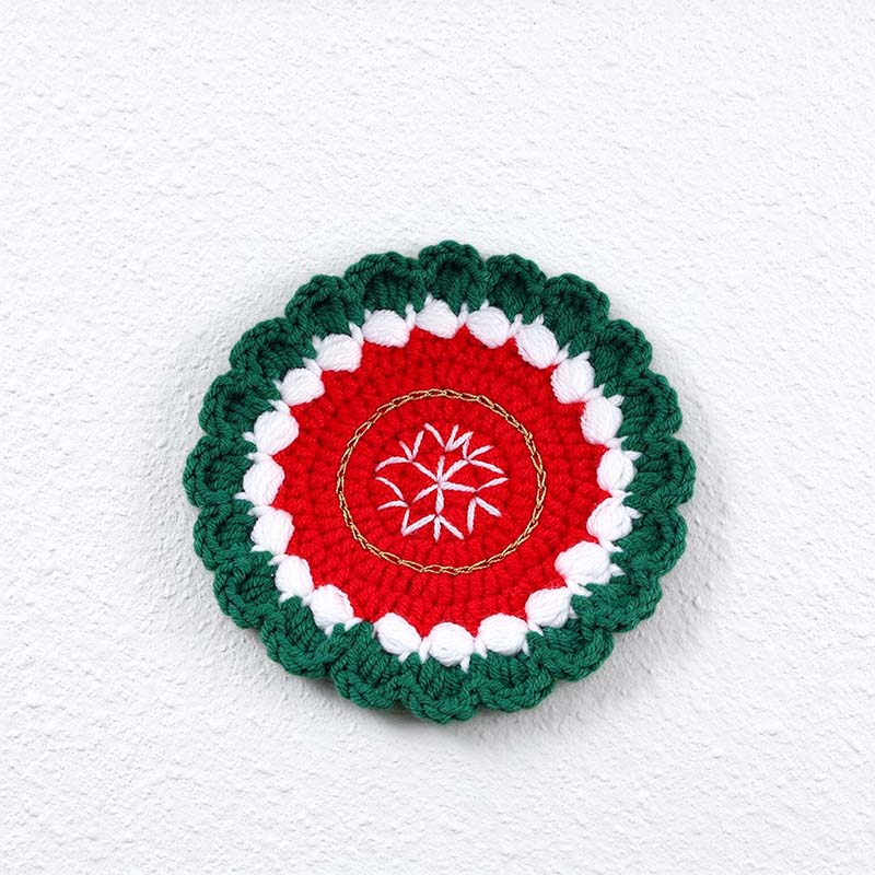 Christmas Crochet Coaster with Festive Motif Options