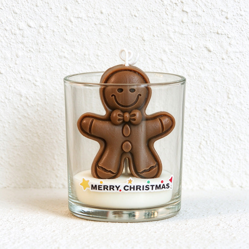 Christmas Scented Candles with Sculpted Figures in Glass