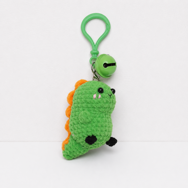 CouldNook Rounded Dinosaur Figure Keychain - Bell Clip Attachment