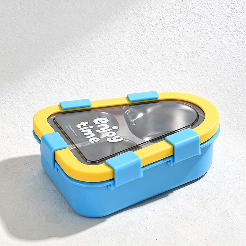 CouldNook Rounded Triangle Lunch Box - Divided Insert and Bright Clip Details