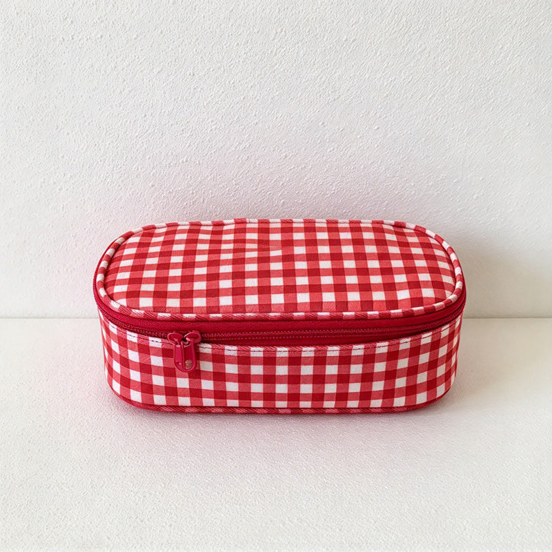 CouldNook Patterned Makeup Case - Blue Dots Or Red Gingham