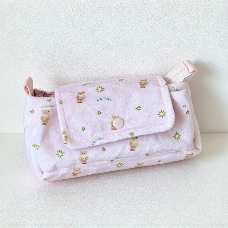 CouldNook Three Section Pencil Pouch - Snap Flap And Zippered Center