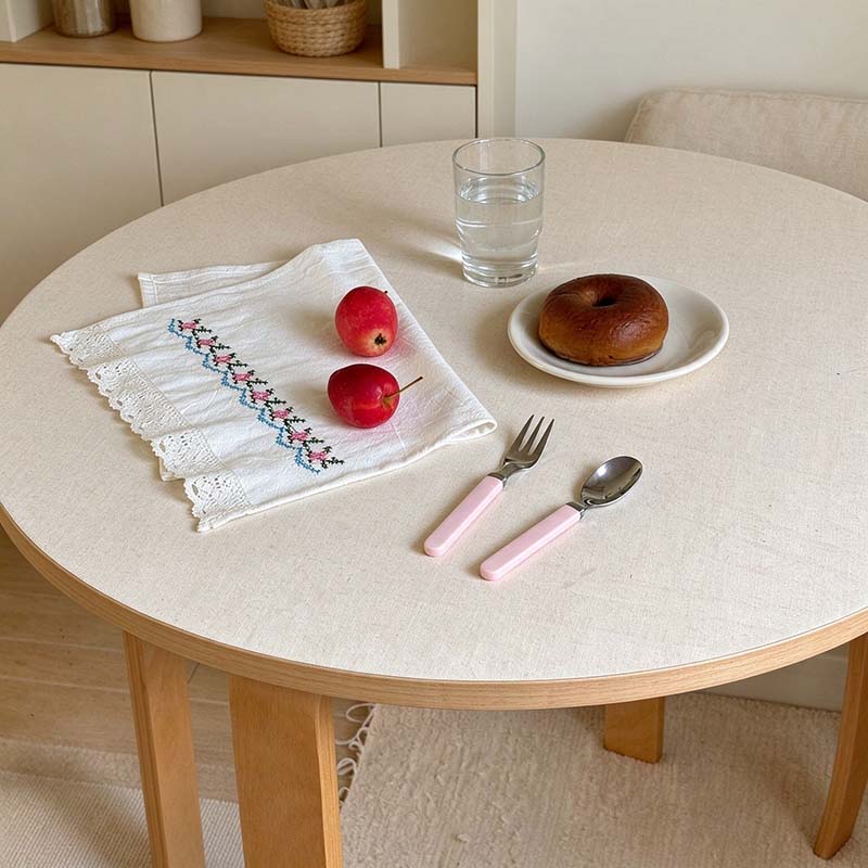 Floral Embroidered Table Cloth with Lace Edge