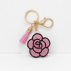 CouldNook Rhinestone Camellia Keychain - Tassel Flower Charm