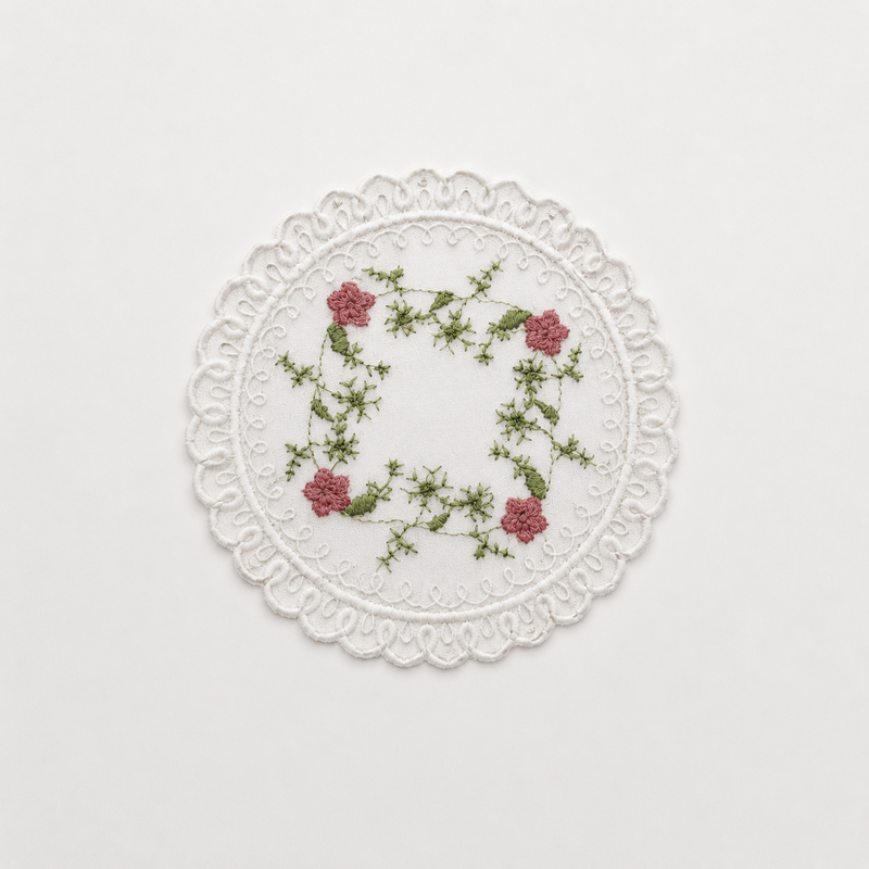 CouldNook Embroidered Floral Lace Coaster 2PCS Set - Tray Styling Accent