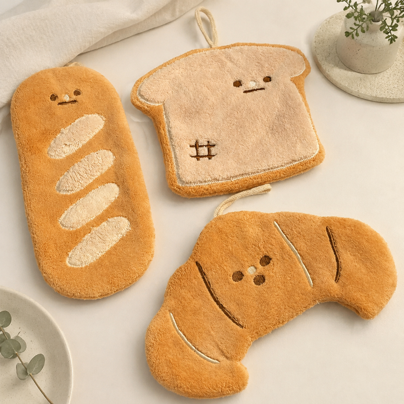 CouldNook Plush Hanging Hand Towel - Bakery Character Shapes
