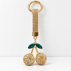 CouldNook Cherry Keychain - Twin Rhinestone Fruits and Coordinating Short Strap