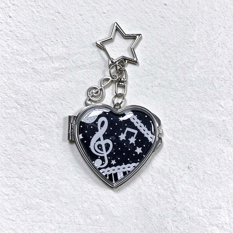 CouldNook Heart Mirror Keychain - Star and Music Charms