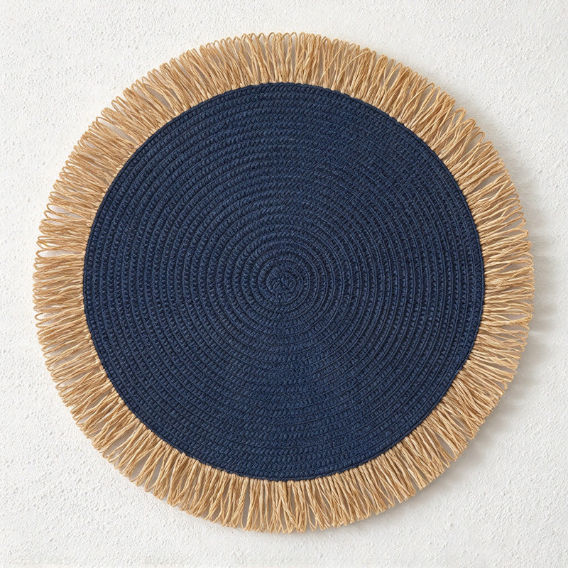 CouldNook Fringed Paper Placemat - Circular Weave And Radiating Border
