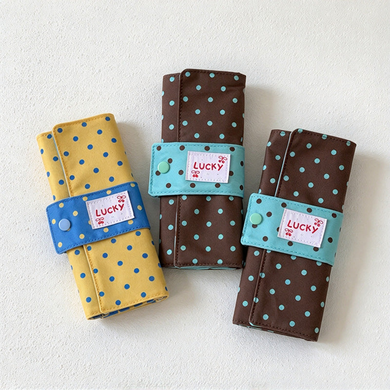 CouldNook Dotted Makeup Brush Wrap - Snap Band And Divided Slots