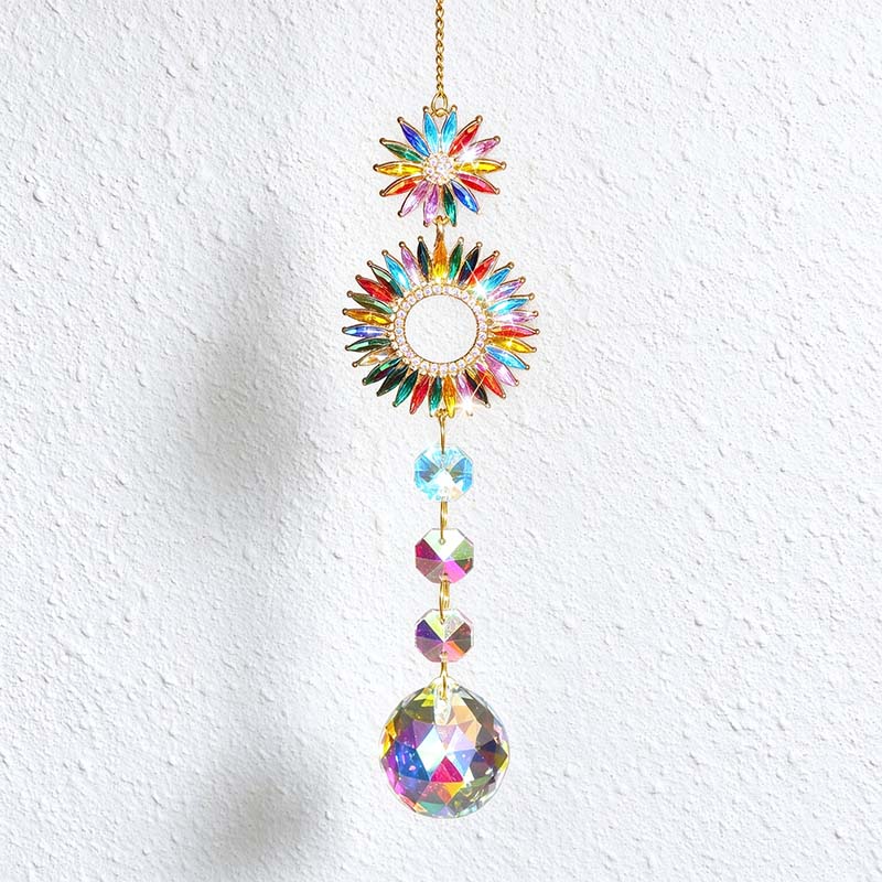CouldNook Jeweled Motif Suncatcher - Colorful Outline And Faceted Hanging Drop