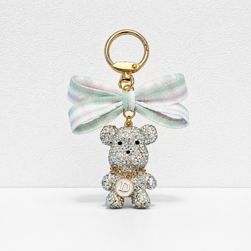 CouldNook Rhinestone Bear Keychain - Ribbon Bow Bag Charm