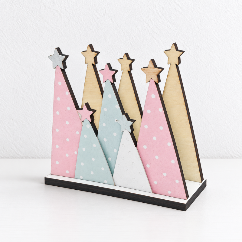 CouldNook Christmas Napkin Holder - Wooden Base And Festive Cutout Sides