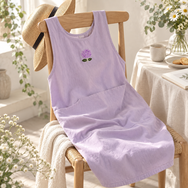CouldNook Embroidered Cotton Apron - Three Soft Color Options
