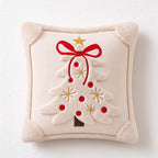 CouldNook Christmas Tree Pillow Cover - Raised Motif And Bow Detail