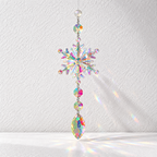 CouldNook Snowflake Suncatcher - Iridescent Facets and Shaped Glass Pendant Ends