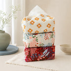 CouldNook Floral Embroidered Cotton Linen Tissue Holder - Top Opening