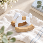 CouldNook Miniature Rocking Horse - White Body And Curved Wooden Base