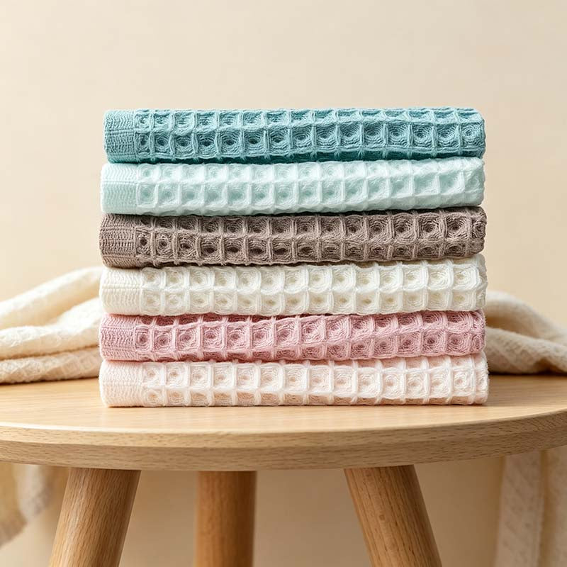 CouldNook Waffle Weave Cotton Washcloth - Square Textured Bathroom Cloth