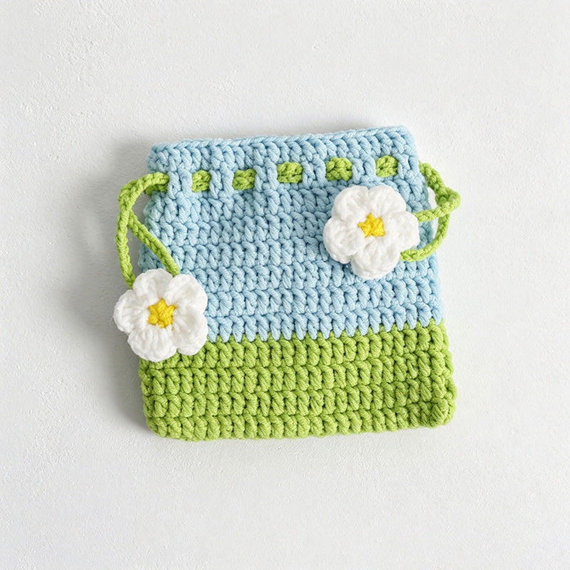 CouldNook Yarn Bee Drawstring Coin Purse - Flower Cord Ends