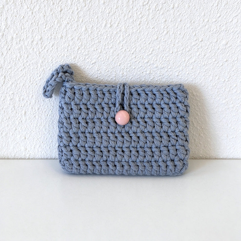 Crochet Cotton Card Pouch - Bead Button Closure