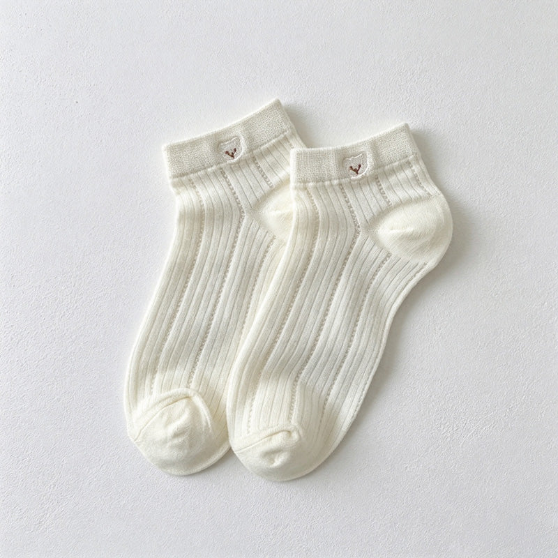 CouldNook Embroidered Ankle Socks - Small Heart Accent