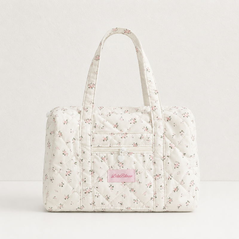 CouldNook Quilted Floral Tote Bag - Long Handles and Size Options